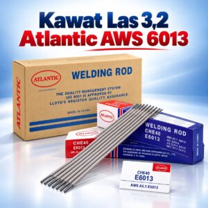 Kawat las Atlantic AWS E6013 3,2 mm untuk pengelasan besi dan baja