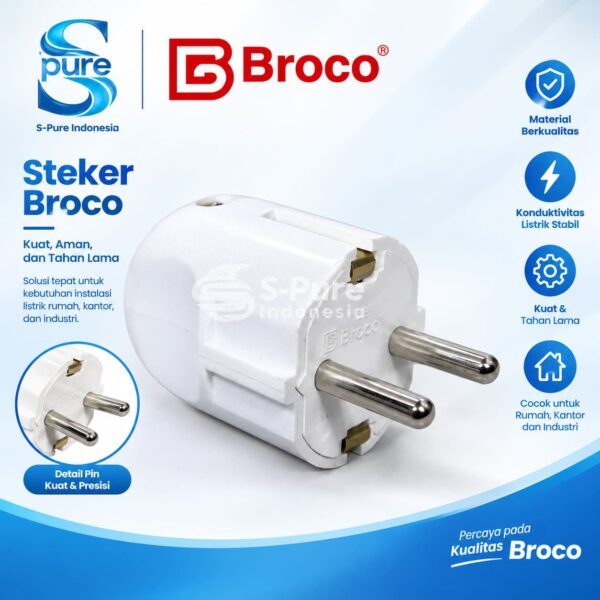 Steker Arde Broco 16A 250V putih S-Pure Indonesia
