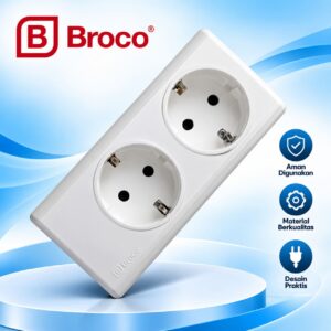 Stop Kontak Broco 2 Lubang Putih